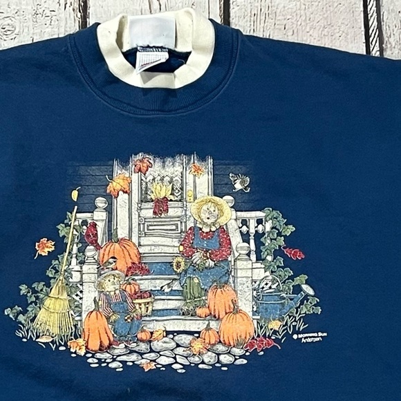 Vintage 90s Halloween Scarecrow Fall 1990s Crewneck Pullover Jumper Sweatshirt - Picture 5 of 9